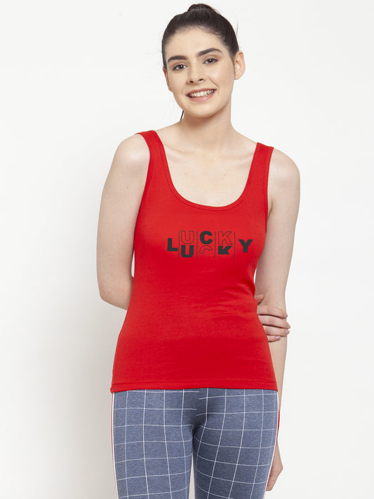 Women Lucky Pure cotton Printed Top Vest - Friskers