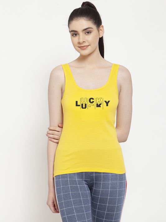 Women Lucky Pure cotton Printed Top Vest - Friskers