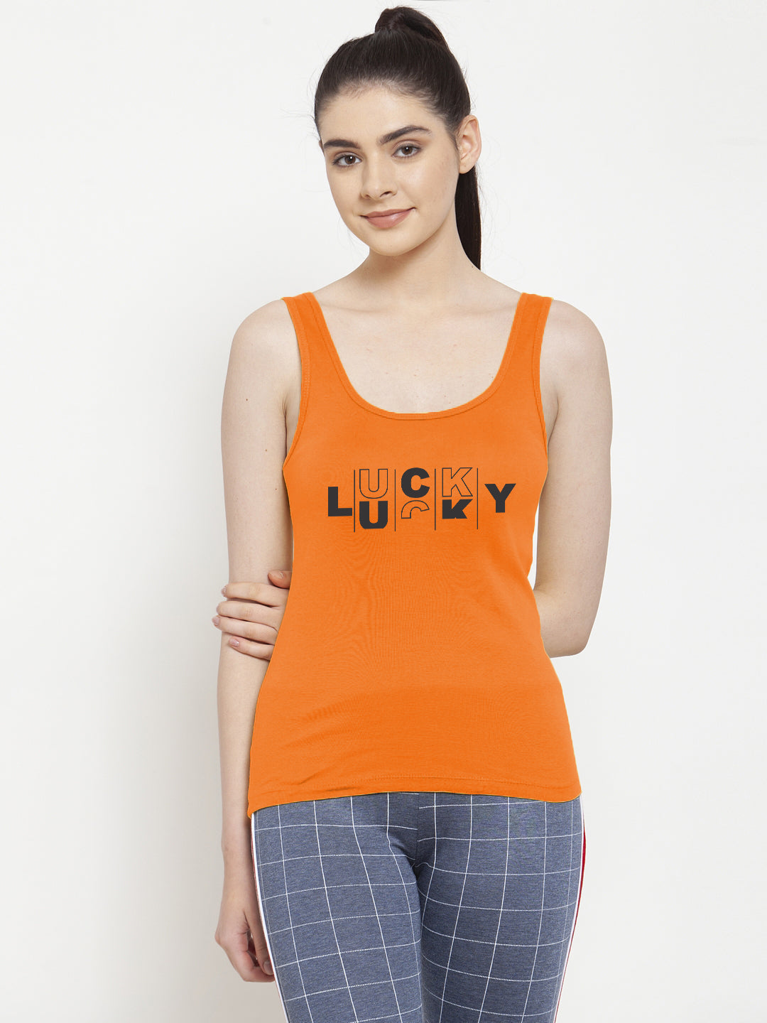 Women Lucky Pure cotton Printed Top Vest - Friskers