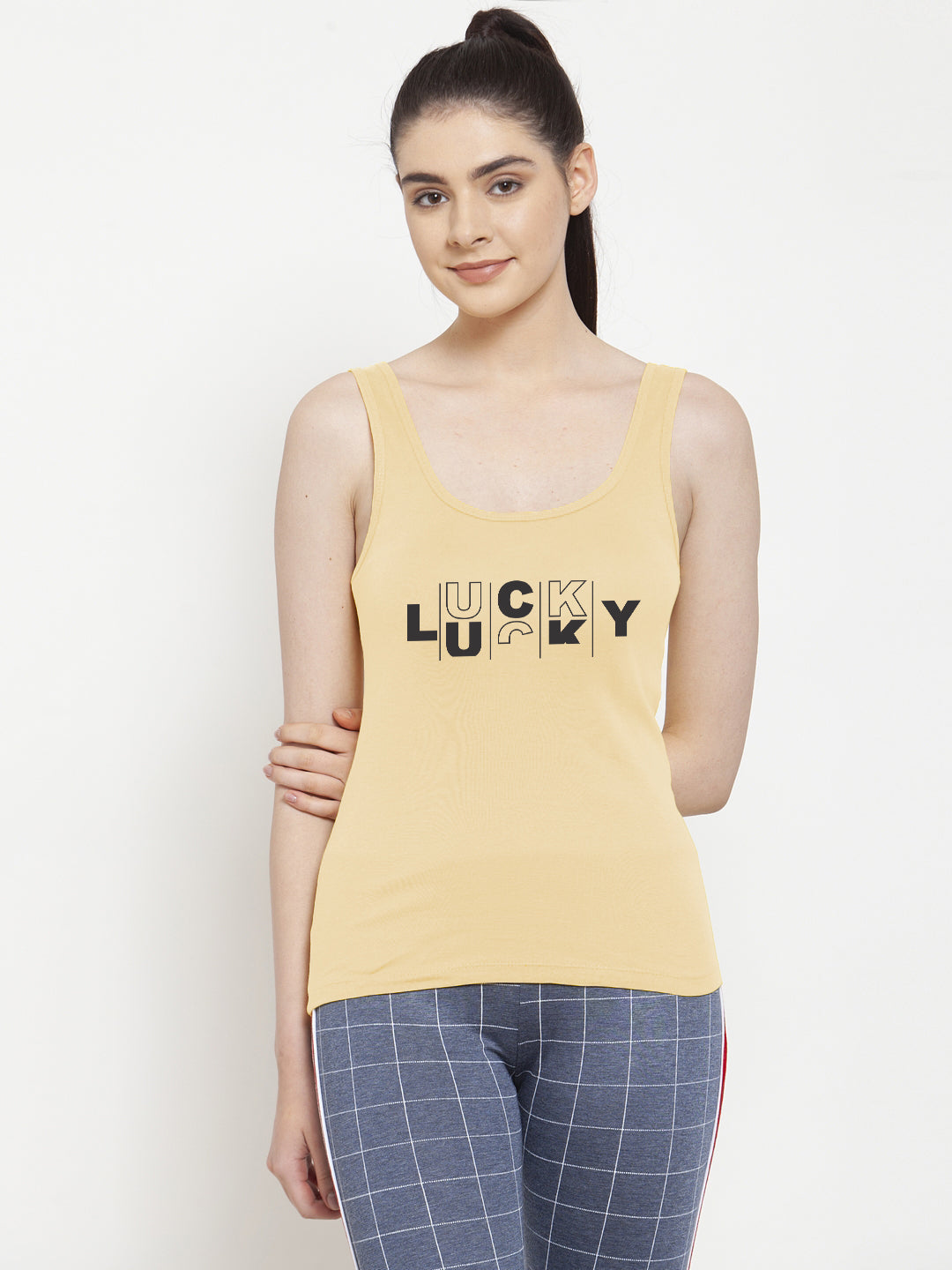 Women Lucky Pure cotton Printed Top Vest - Friskers