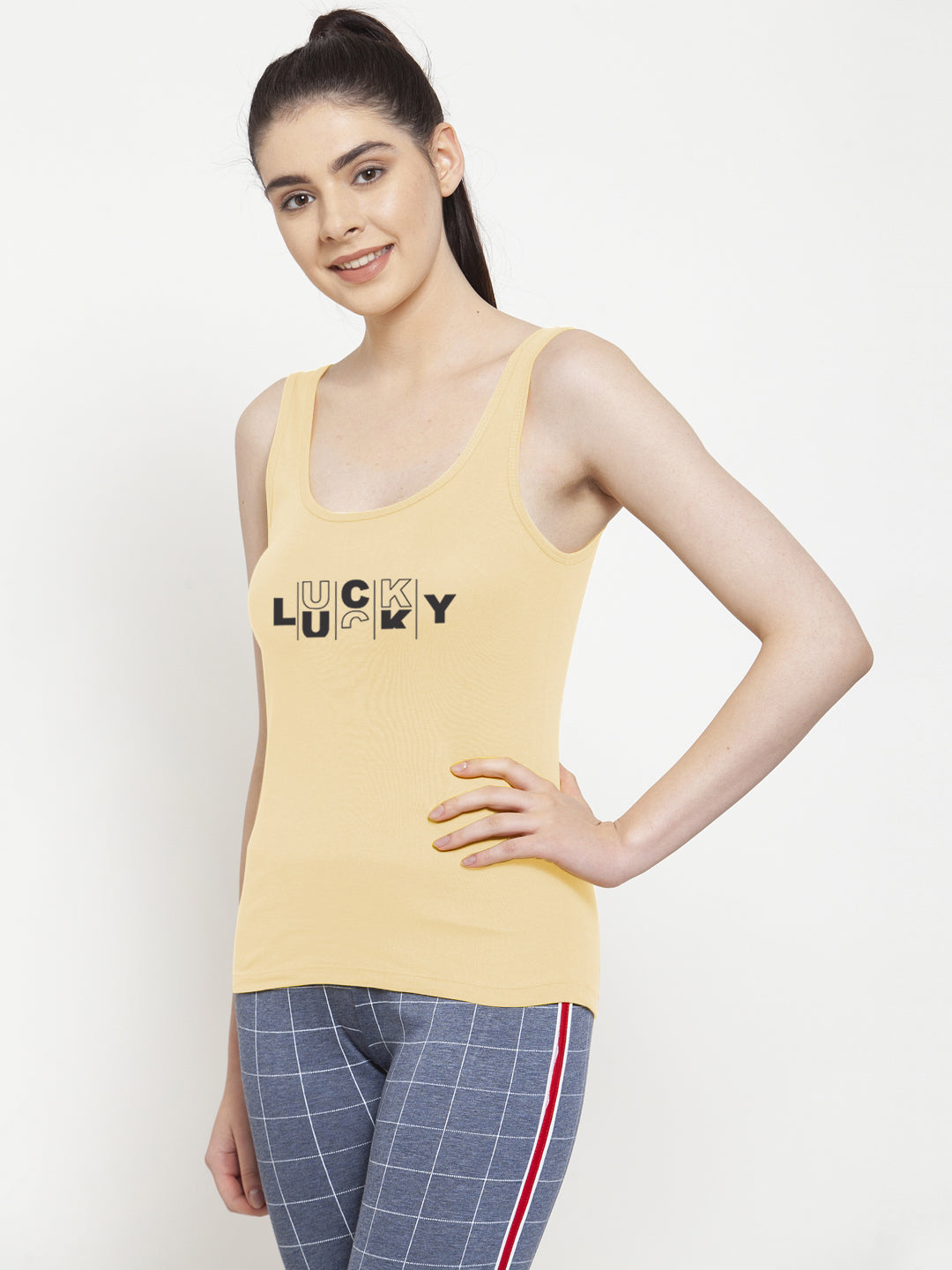 Women Lucky Pure cotton Printed Top Vest - Friskers