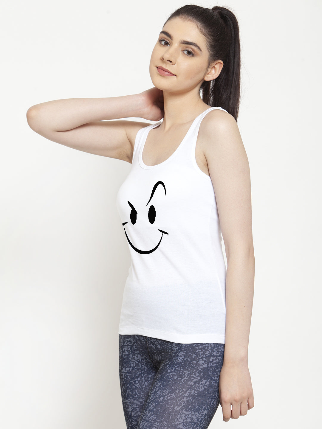 Women Smiley Pure cotton Printed Top Vest - Friskers
