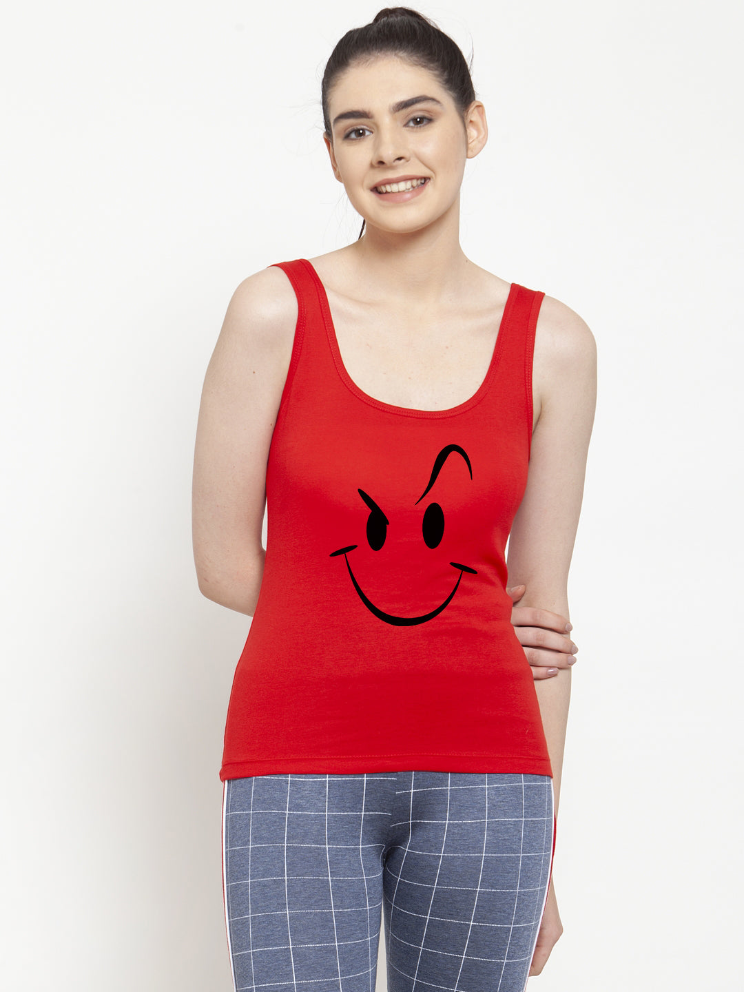 Women Smiley Pure cotton Printed Top Vest - Friskers