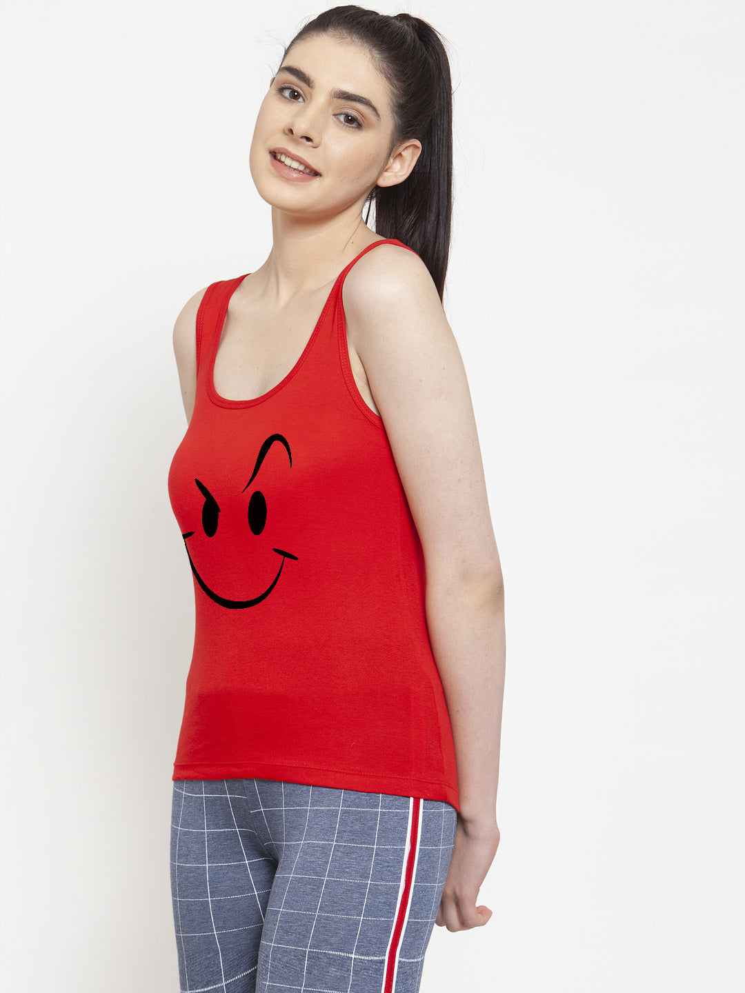 Women Smiley Pure cotton Printed Top Vest - Friskers