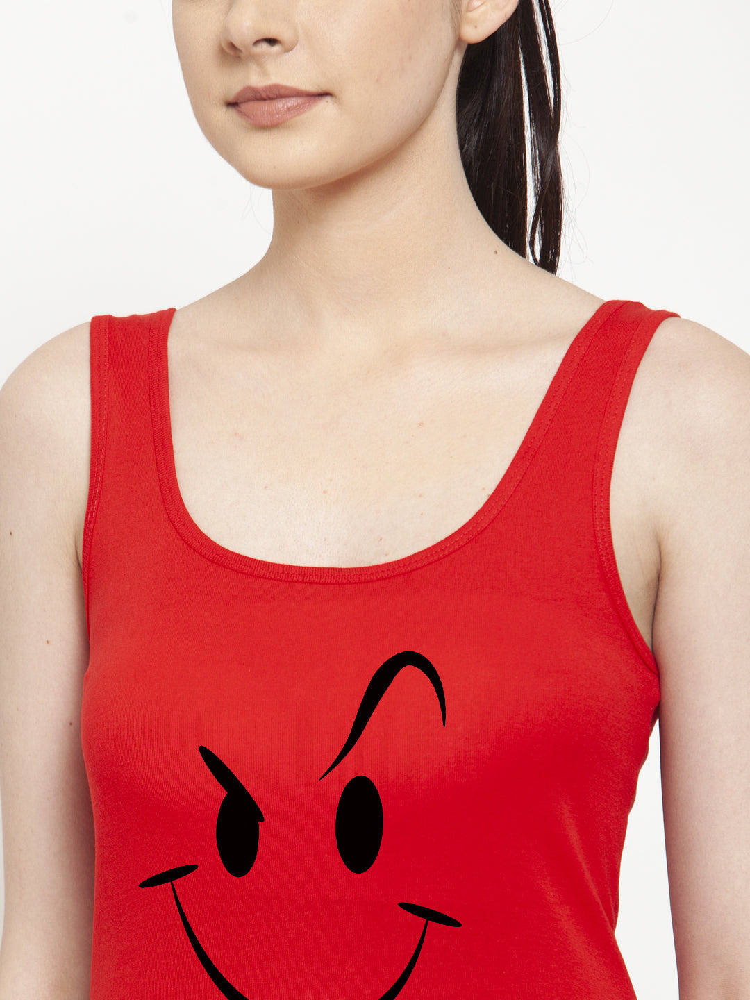 Women Smiley Pure cotton Printed Top Vest - Friskers