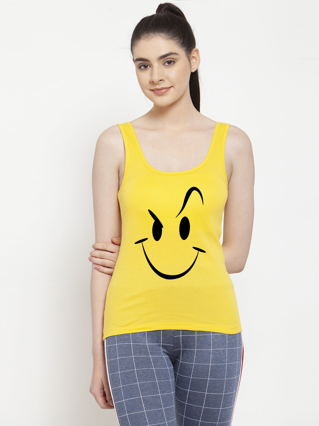 Women Smiley Pure cotton Printed Top Vest - Friskers