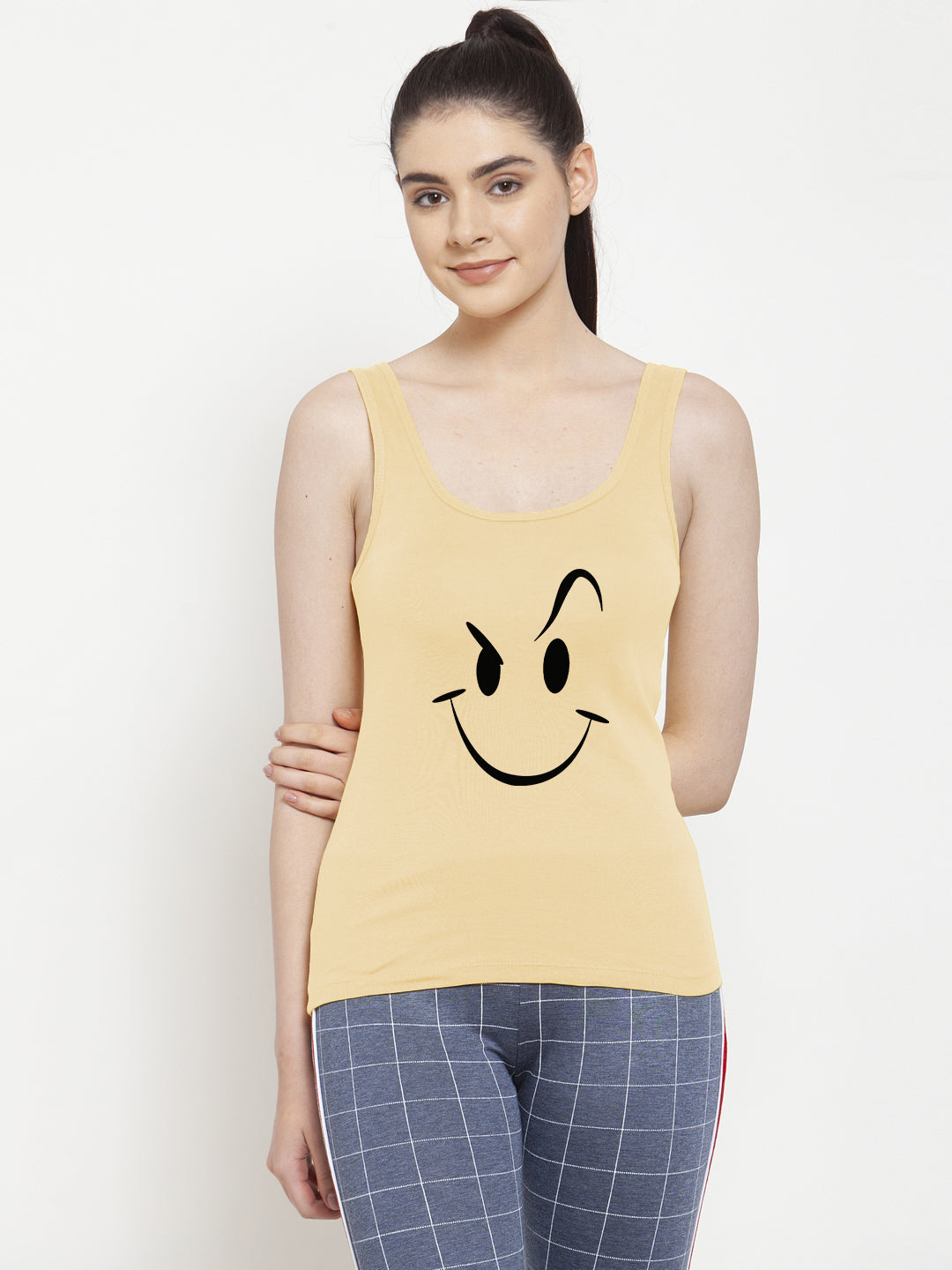 Women Smiley Pure cotton Printed Top Vest - Friskers