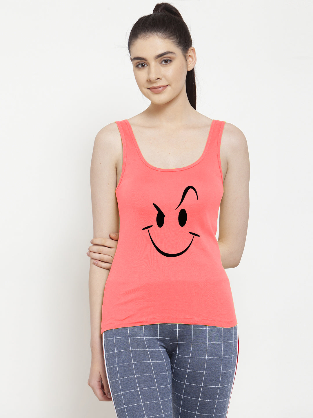 Women Smiley Pure cotton Printed Top Vest - Friskers