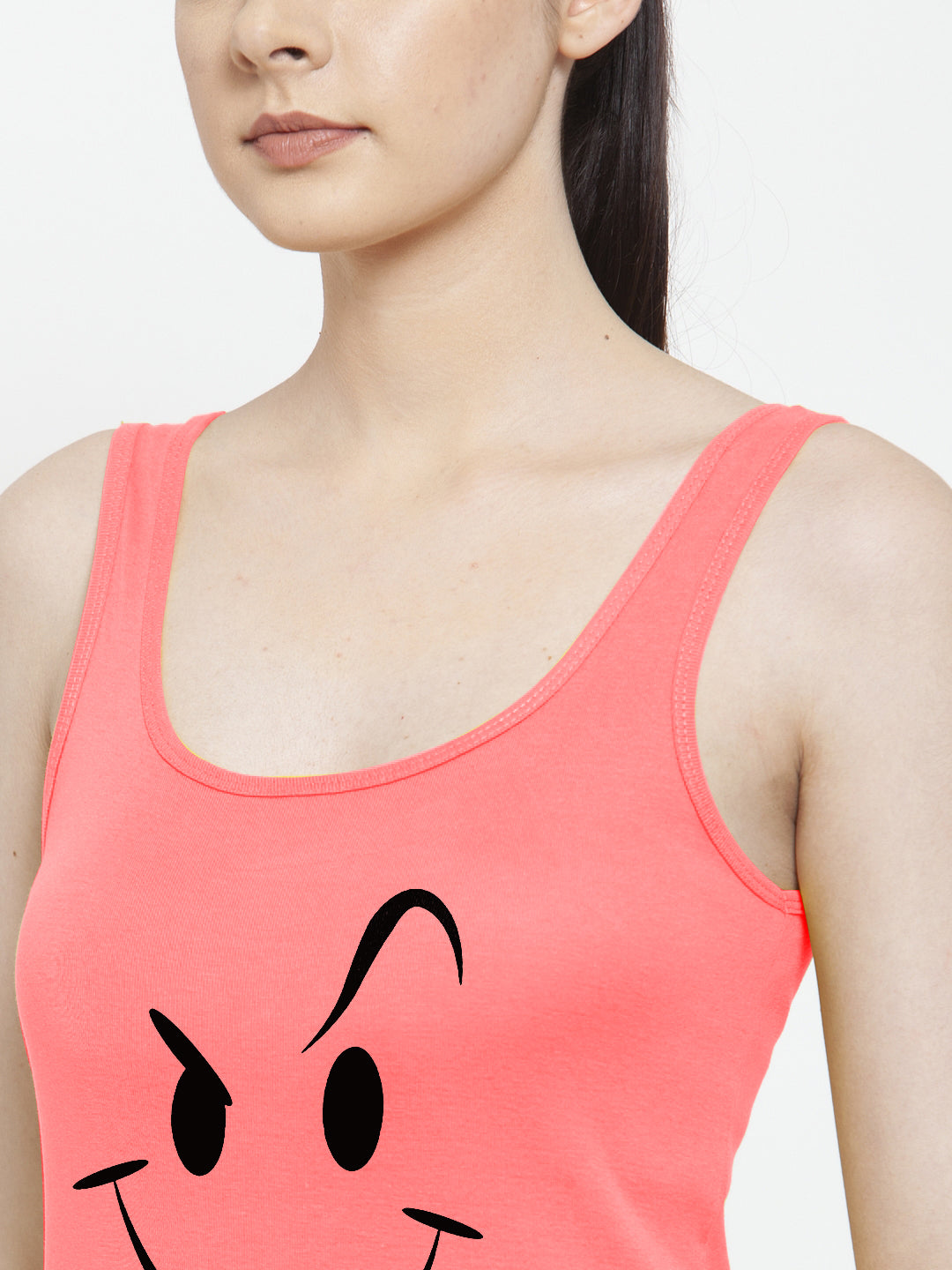 Women Smiley Pure cotton Printed Top Vest - Friskers