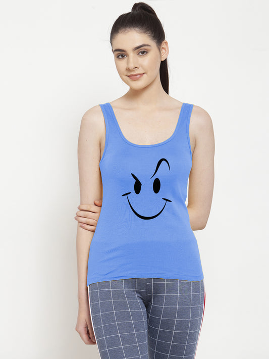 Women Smiley Pure cotton Printed Top Vest - Friskers