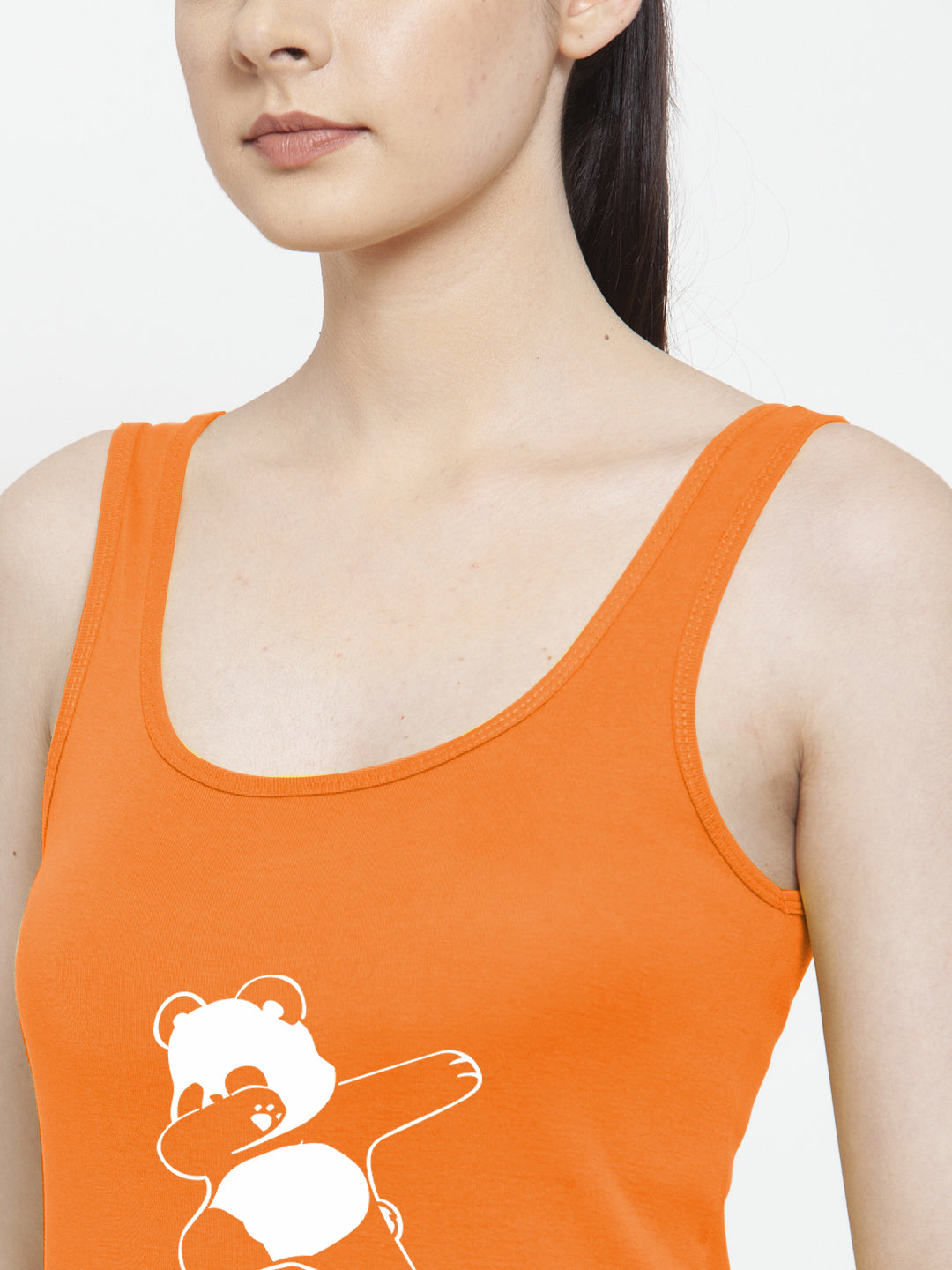Women Bear Pure cotton Printed Top Vest - Friskers