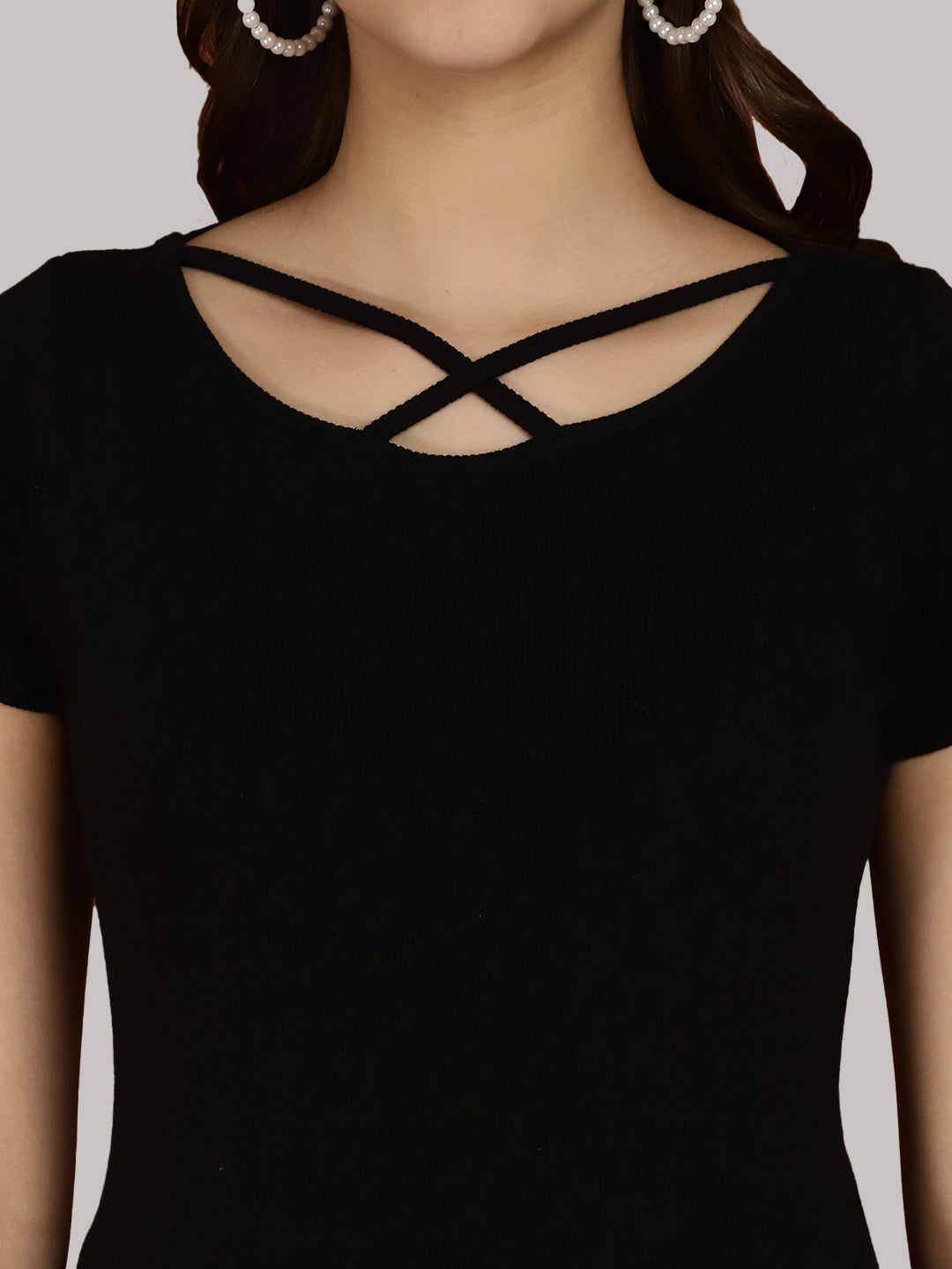 Women Solid Half Sleeves Cotton Top from western wear - Friskers