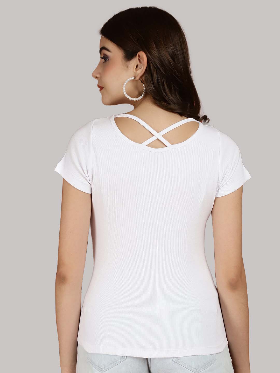Women Solid Half Sleeves Cotton Top from western wear - Friskers