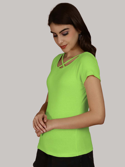 Women Solid Half Sleeves Cotton Top from western wear - Friskers