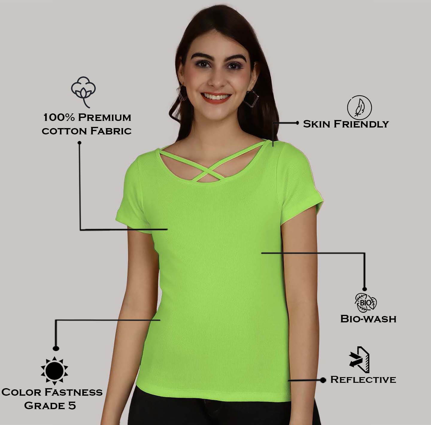 Women Solid Half Sleeves Cotton Top from western wear - Friskers
