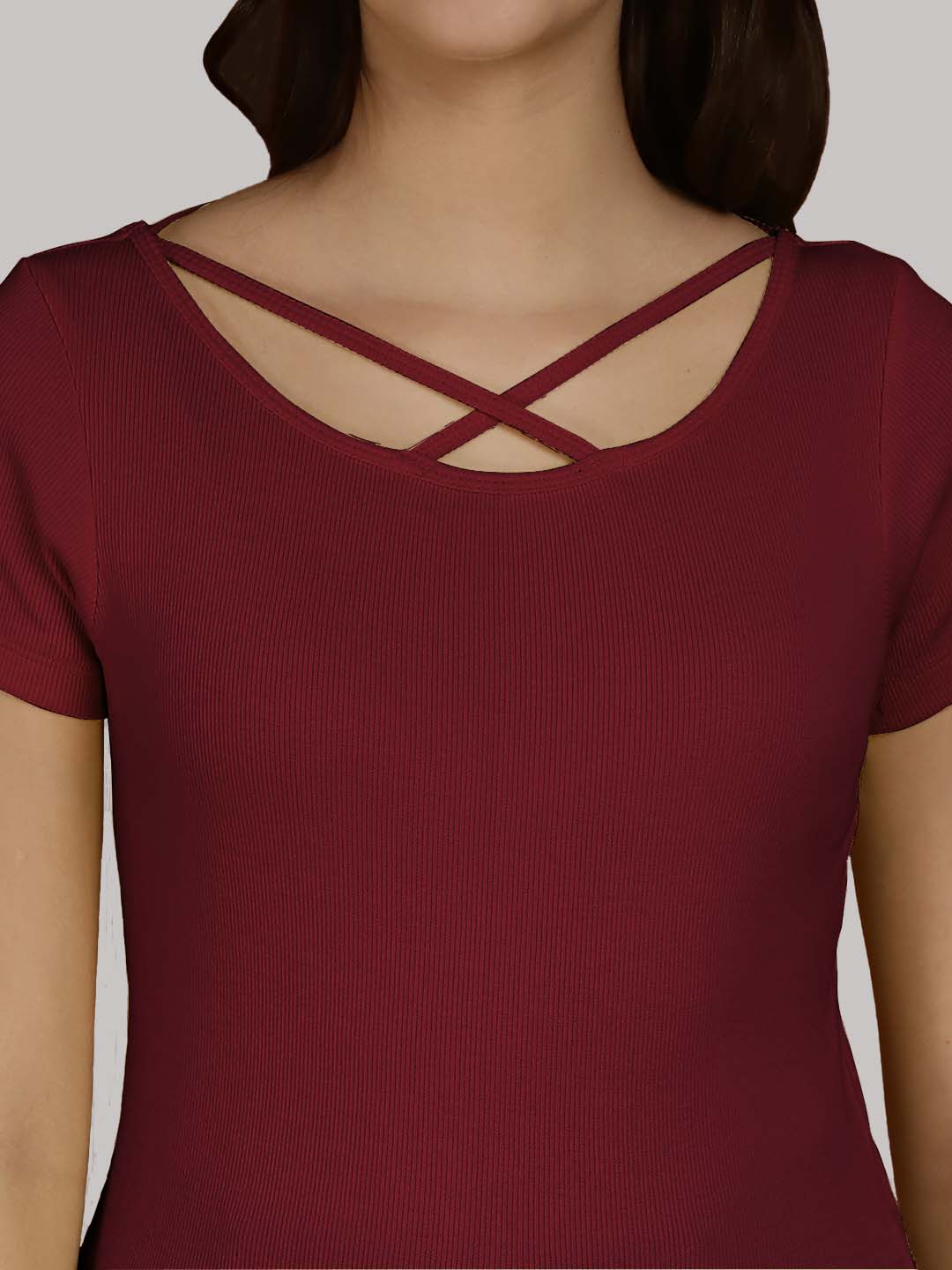 Women Solid Half Sleeves Cotton Top from western wear - Friskers