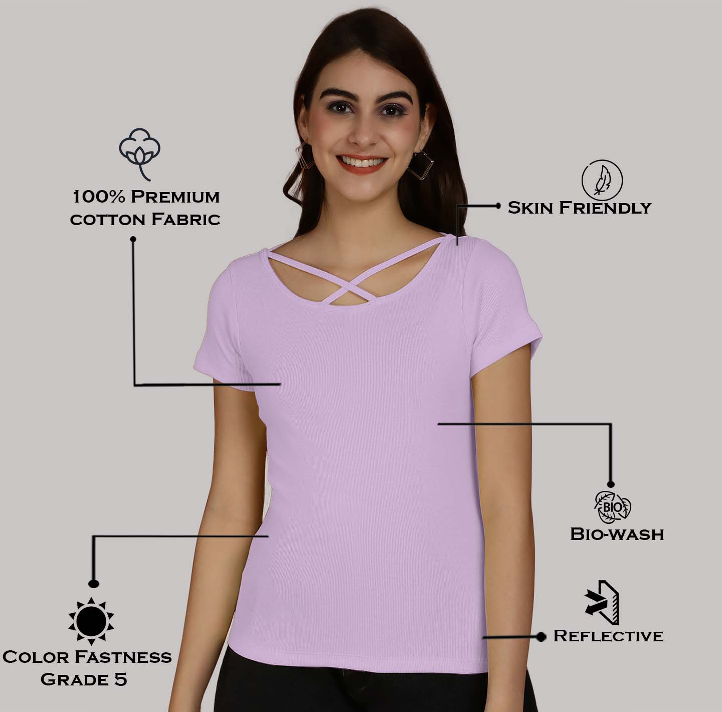 Women Solid Half Sleeves Cotton Top from western wear - Friskers