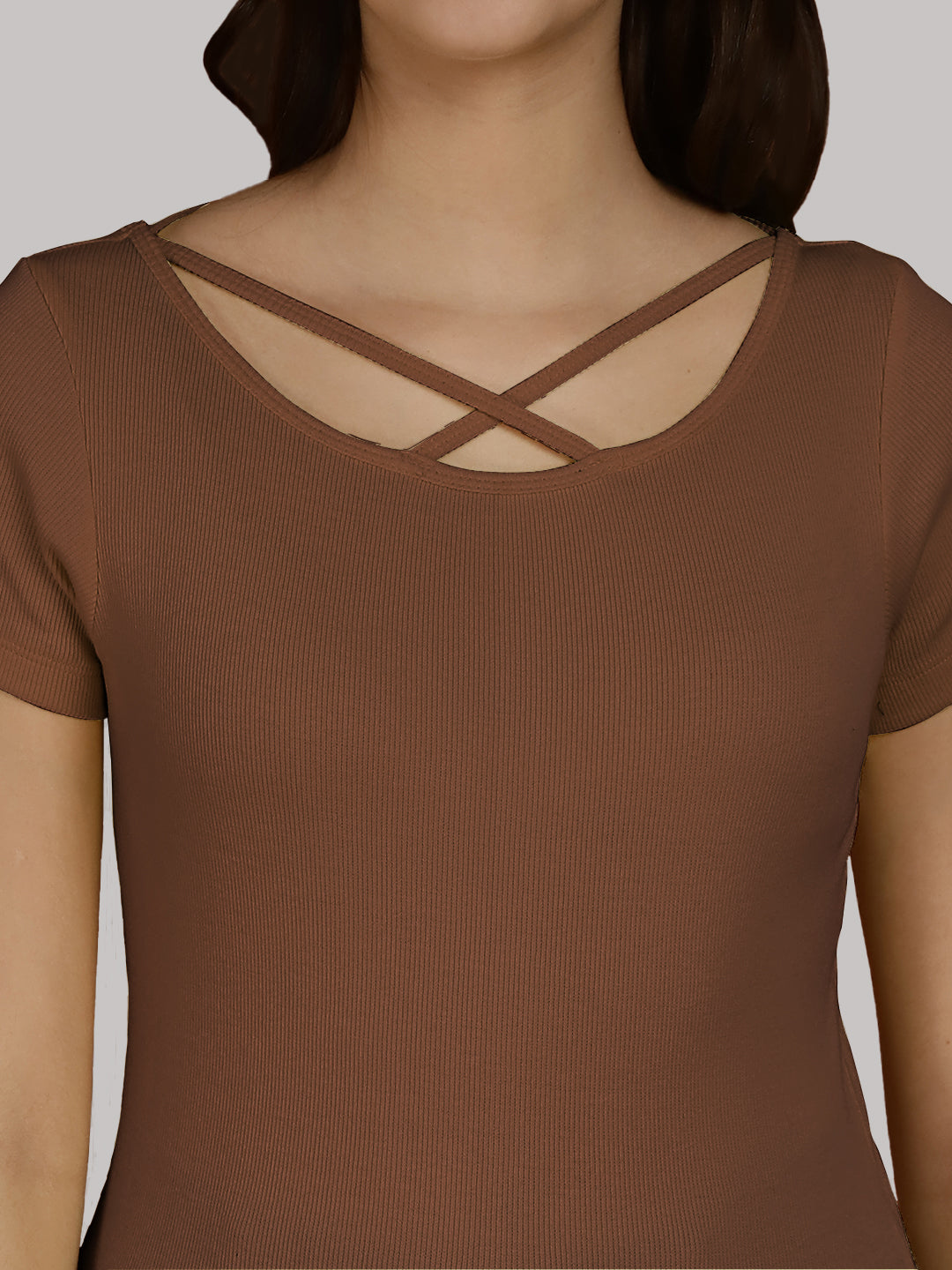 Women Solid Half Sleeves Cotton Top from western wear - Friskers