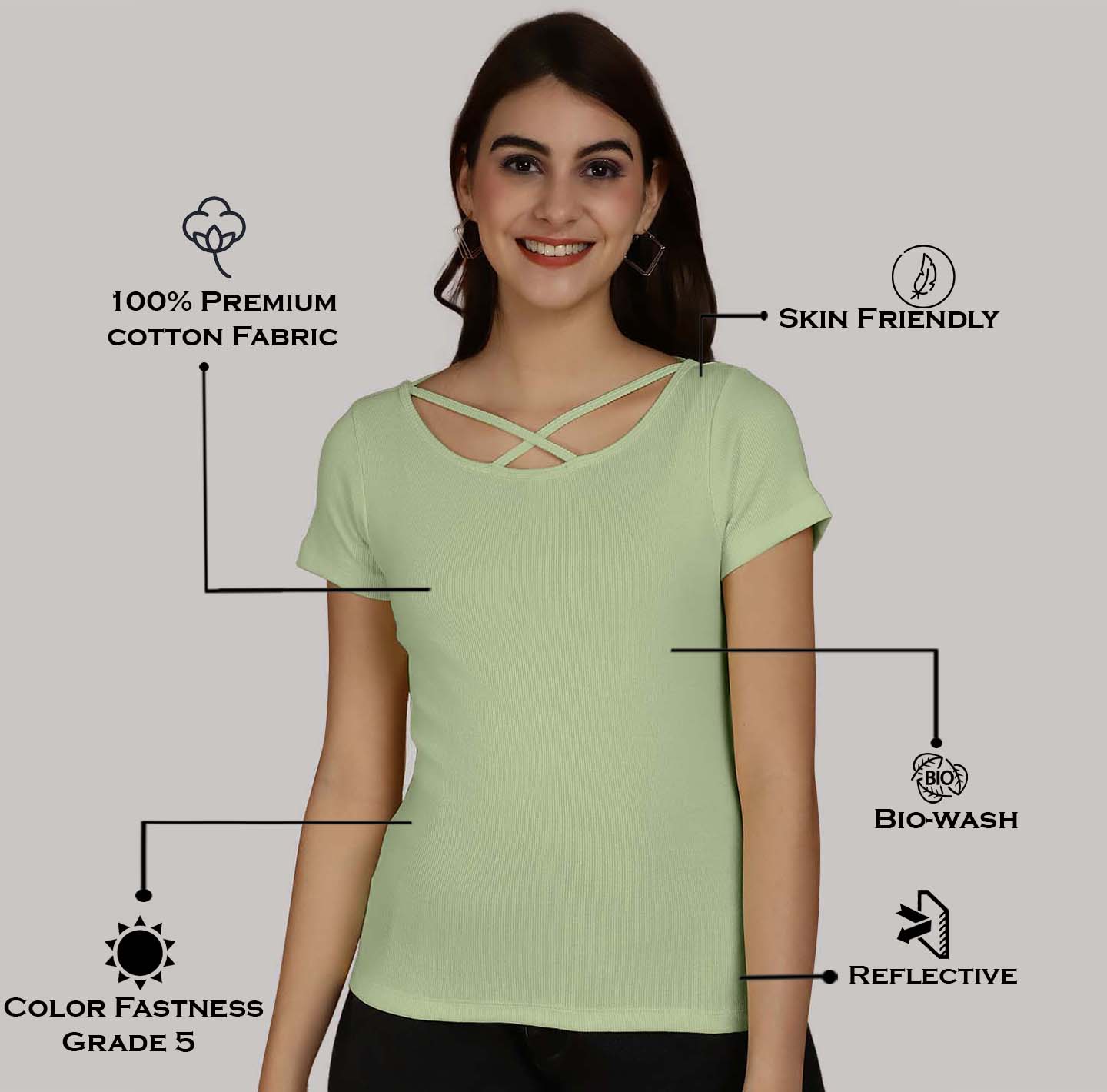 Women Solid Half Sleeves Cotton Top from western wear - Friskers