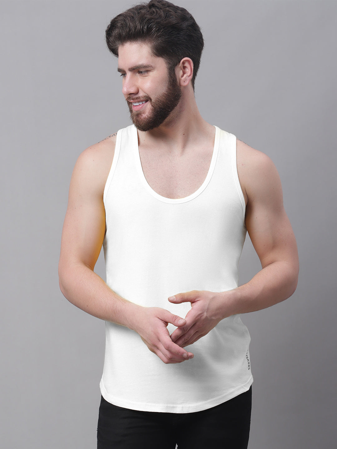 Men's Pack Of 2 Solid Pure Cotton Innerwear Gym Vest - Friskers