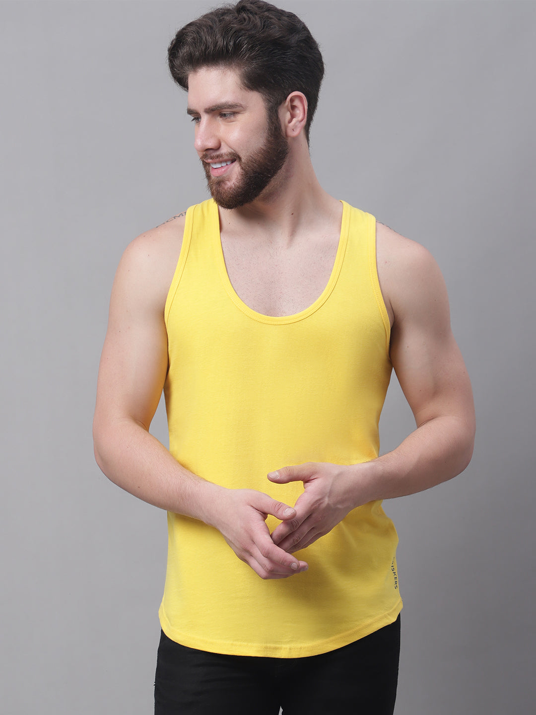 Men's Pack Of 2 Solid Pure Cotton Innerwear Gym Vest - Friskers