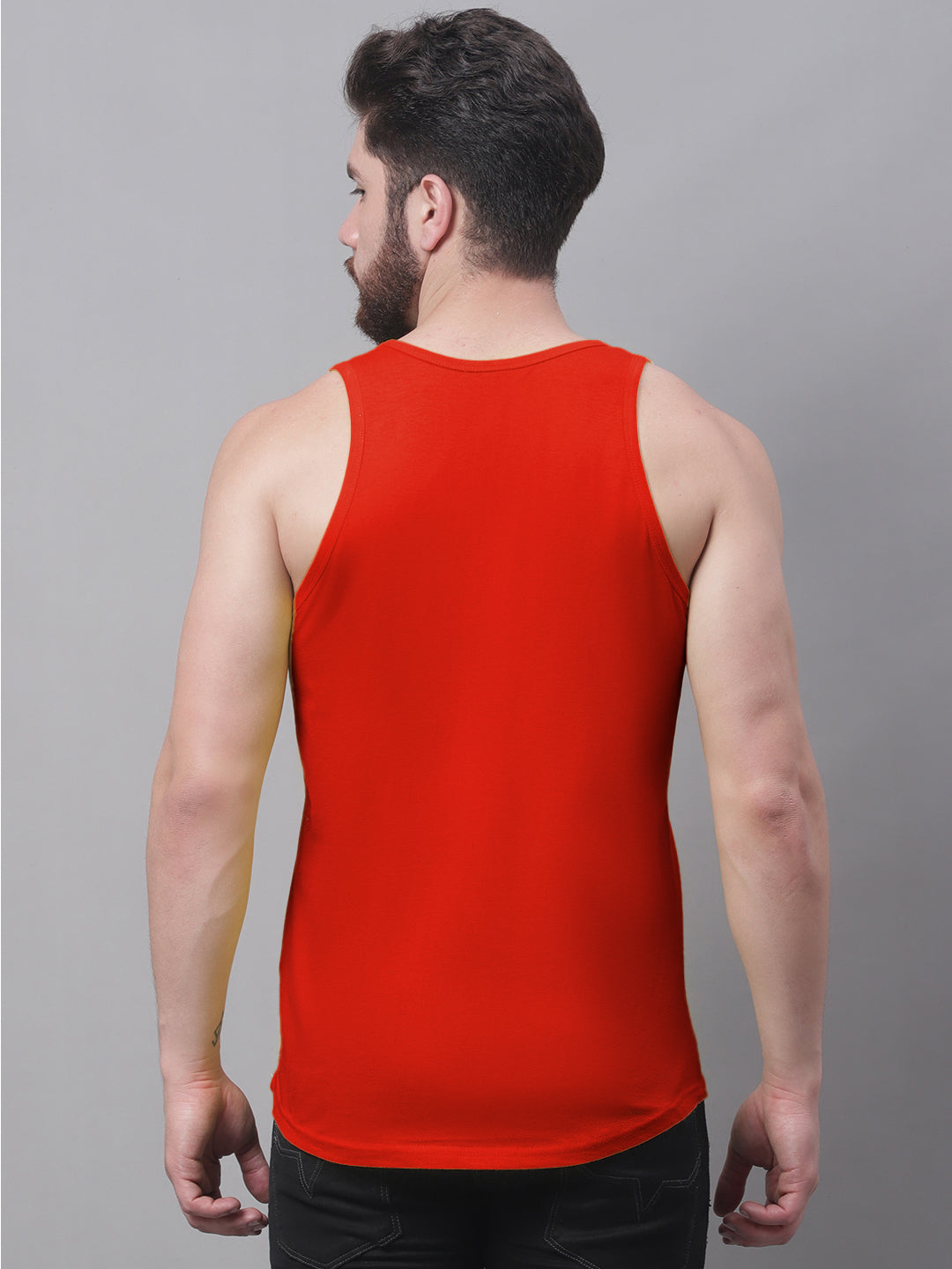 Men's Pack Of 2 White & Red Solid Pure Cotton Innerwear Gym Vest - Friskers