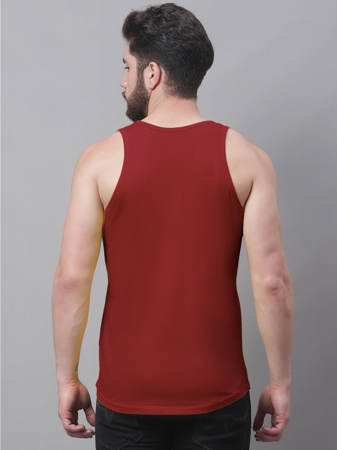 Men's Pack Of 2 White & Red Solid Pure Cotton Innerwear Gym Vest - Friskers