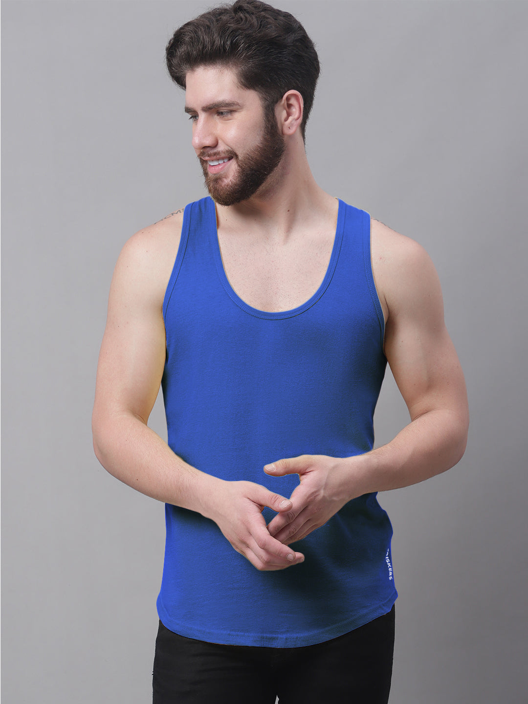 Men's Pack Of 2 Solid Pure Cotton Innerwear Gym Vest - Friskers