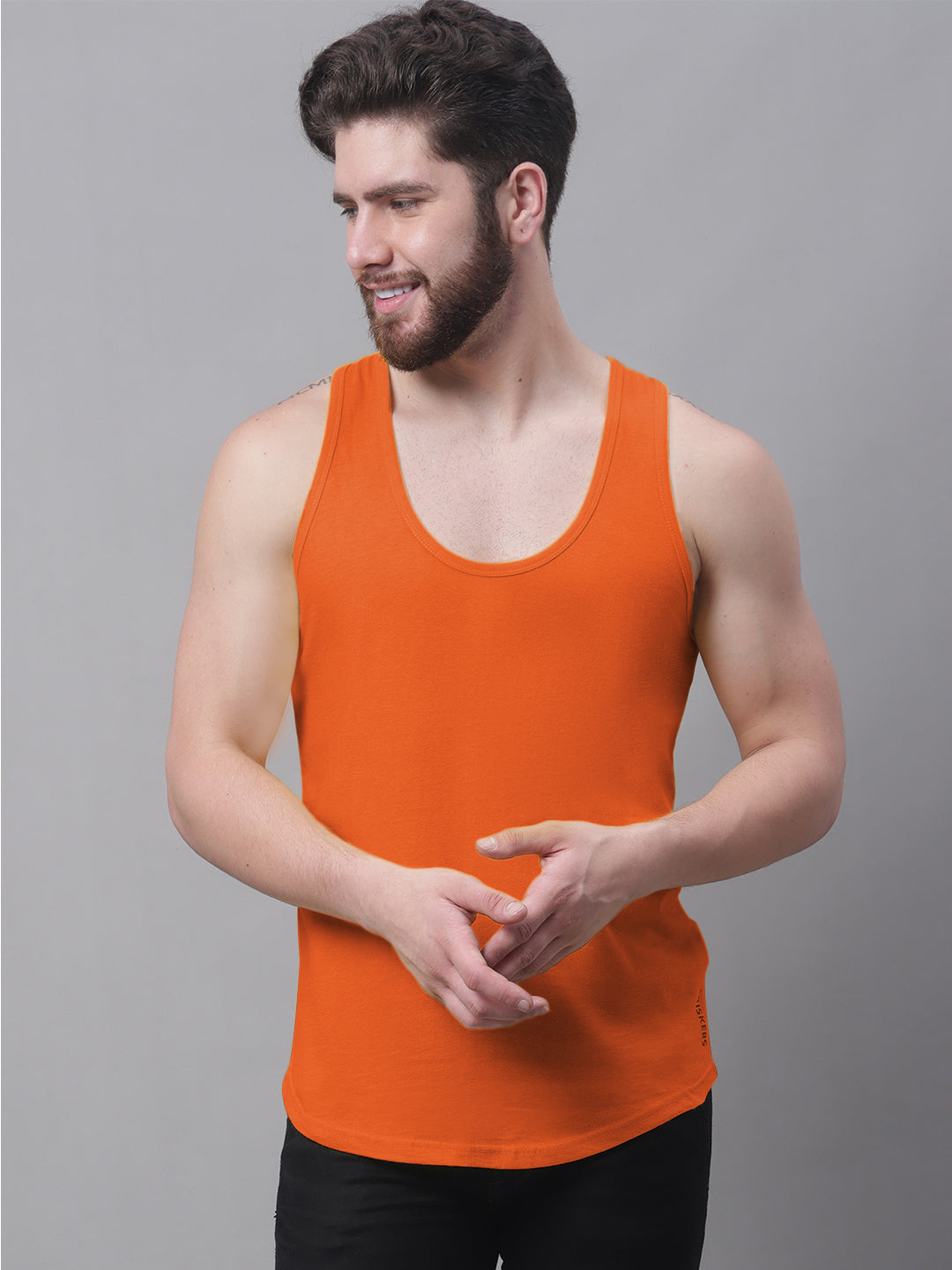 Men's Pack Of 2 Solid Pure Cotton Innerwear Gym Vest - Friskers