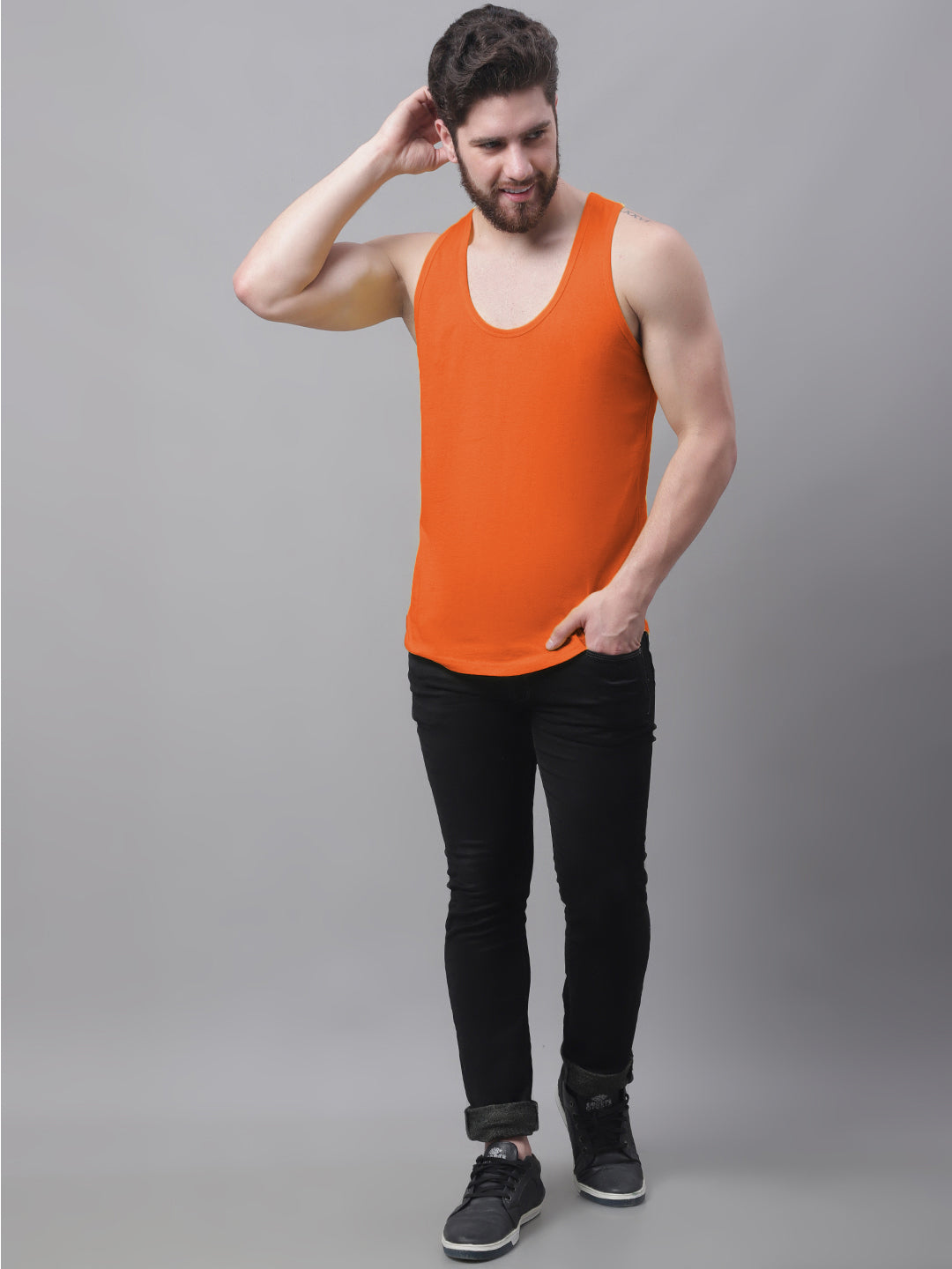 Men's Pack Of 2 Solid Pure Cotton Innerwear Gym Vest - Friskers