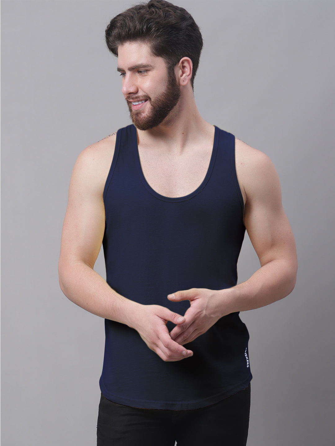 Men's Pack Of 2 Solid Pure Cotton Innerwear Gym Vest - Friskers