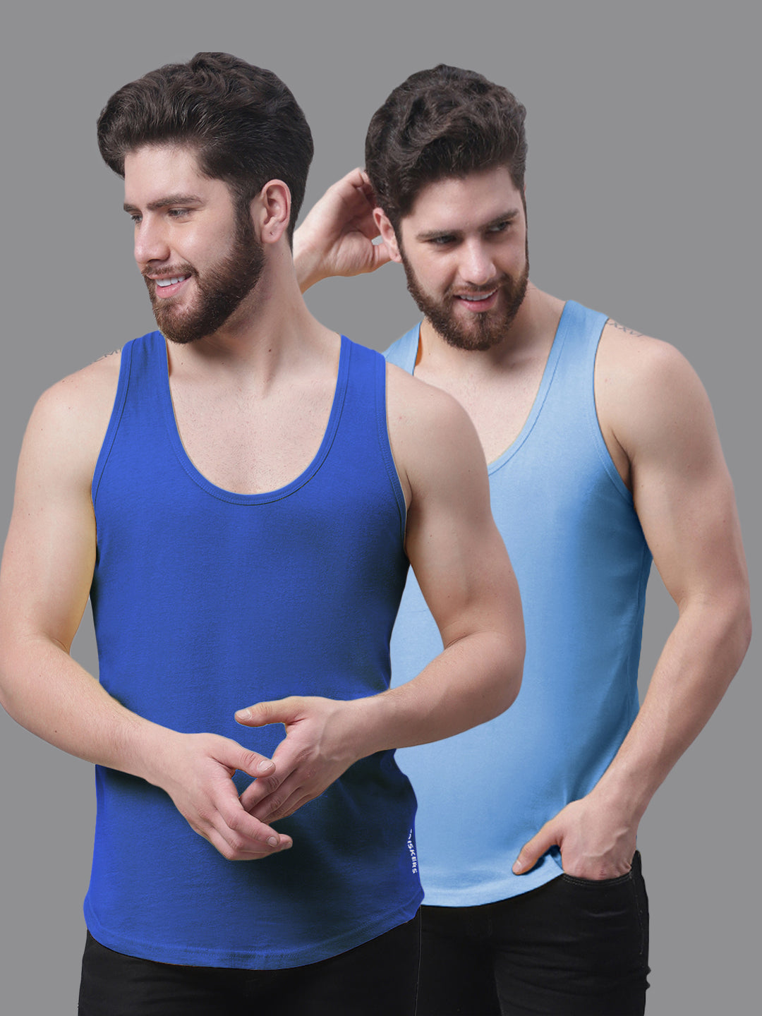 Men's Pack Of 2 Solid Pure Cotton Innerwear Gym Vest - Friskers
