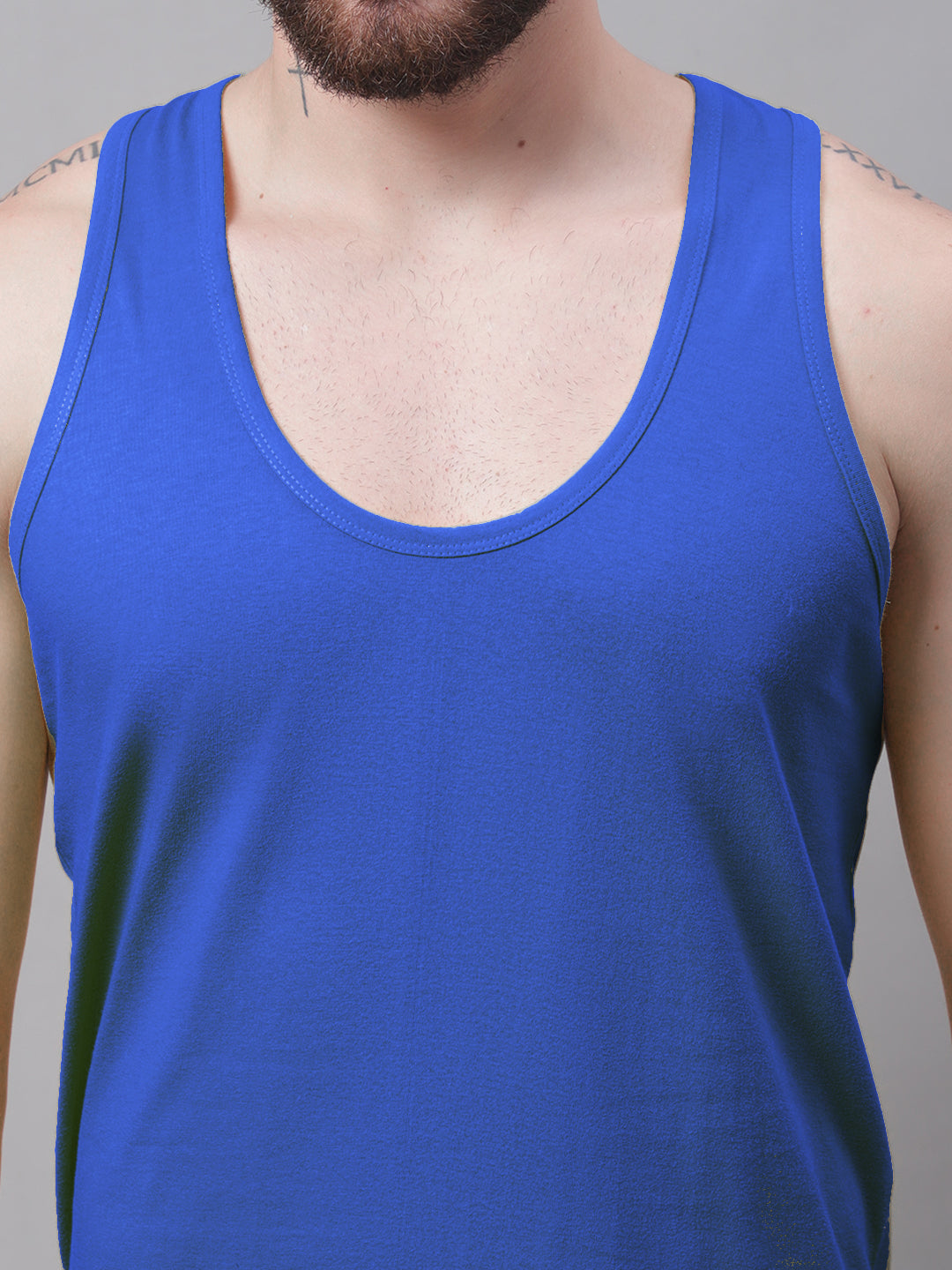 Men's Pack Of 2 Solid Pure Cotton Innerwear Gym Vest - Friskers