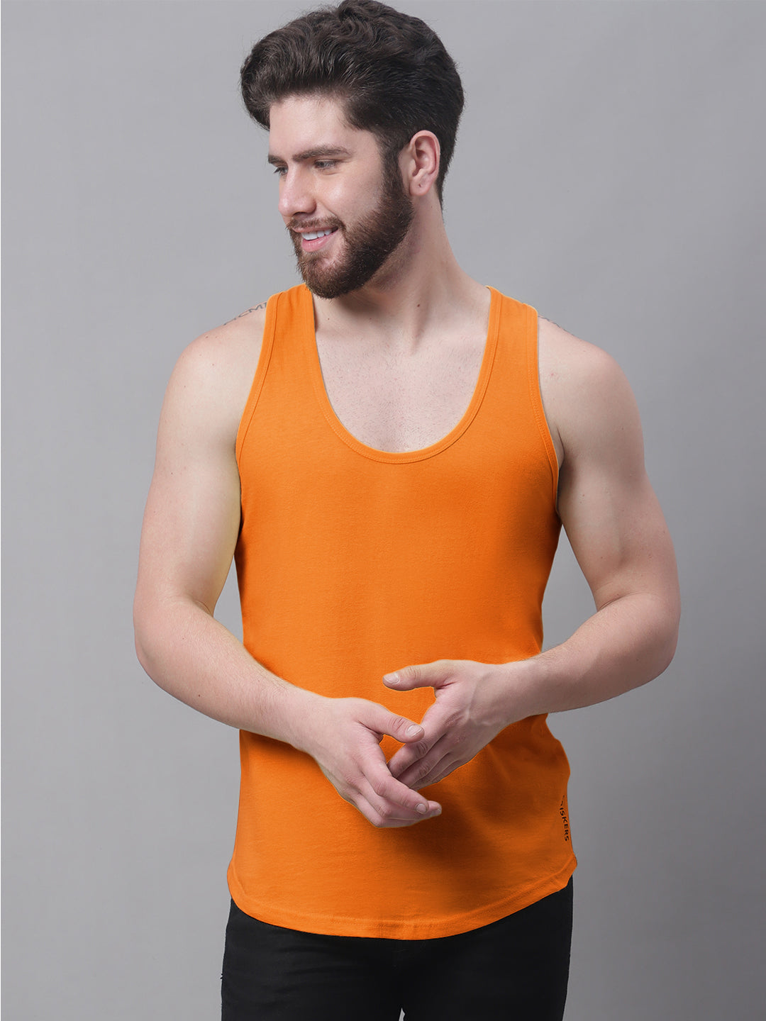 Men's Pack Of 2 Solid Pure Cotton Innerwear Gym Vest - Friskers