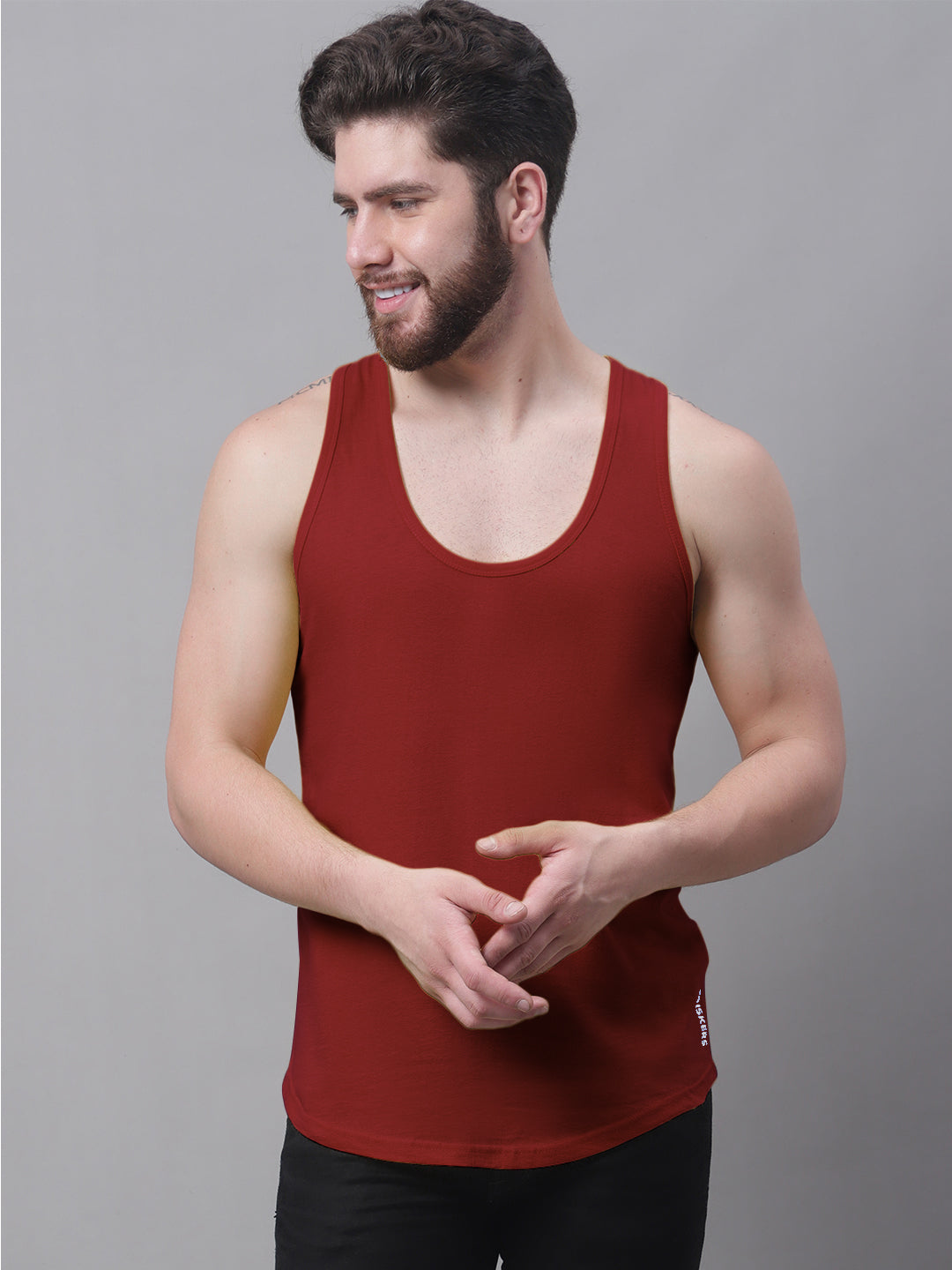 Men's Pack Of 2 Solid Pure Cotton Innerwear Gym Vest - Friskers