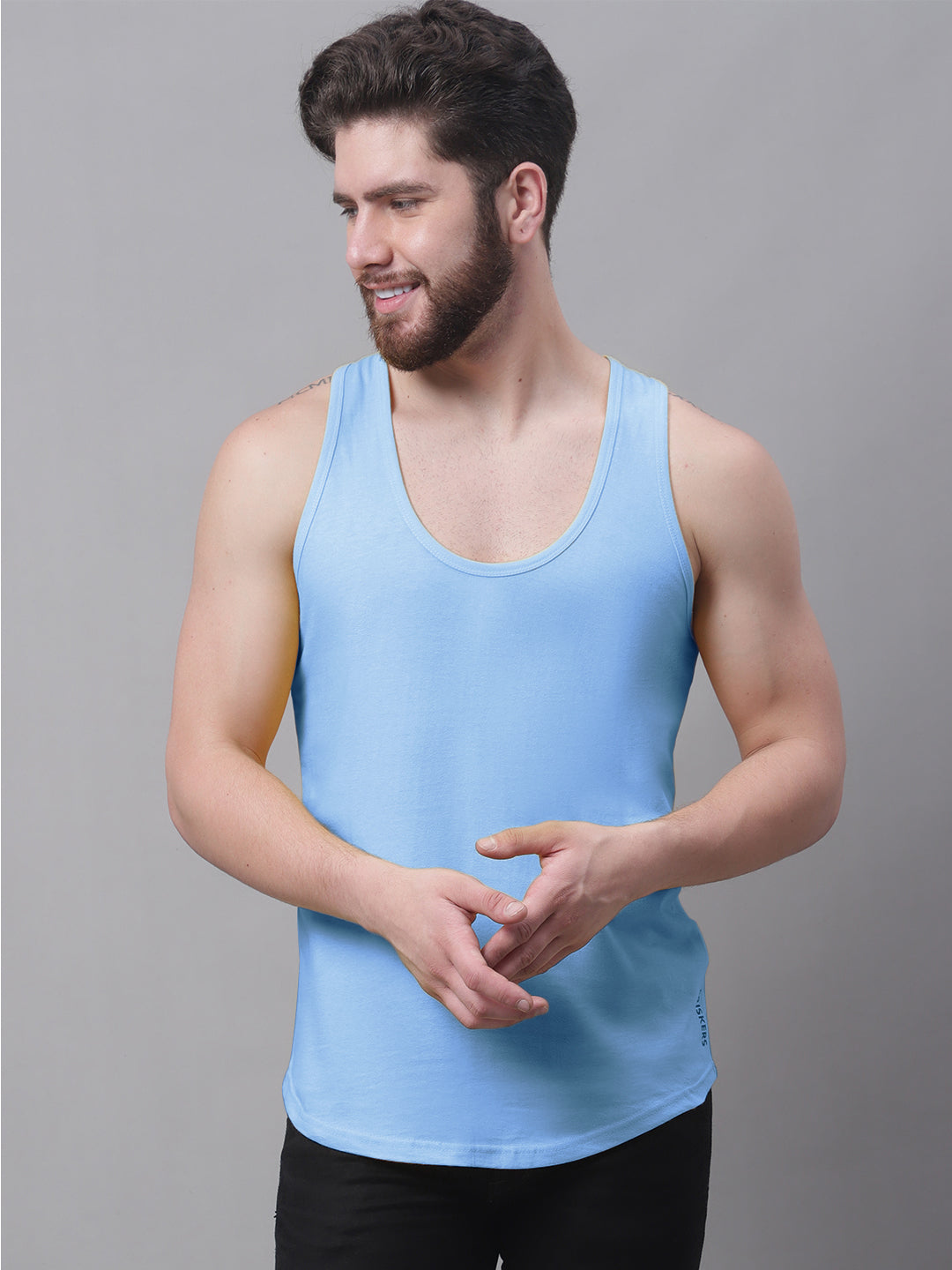 Men's Pack Of 2 Solid Pure Cotton Innerwear Gym Vest - Friskers