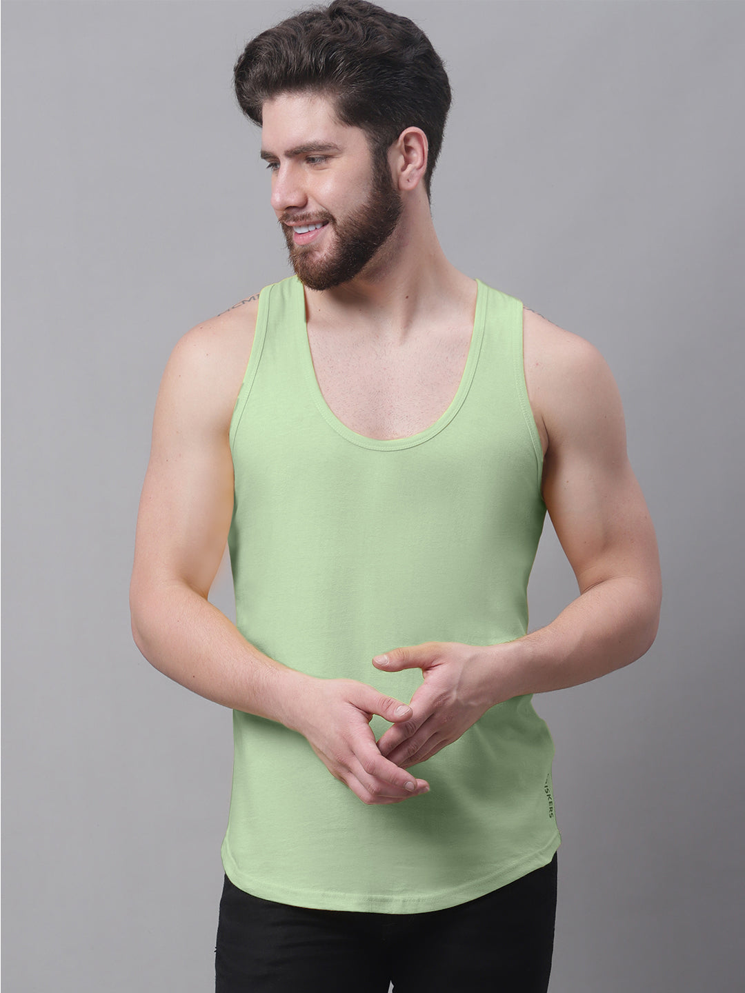 Men's Pack Of 2 Solid Pure Cotton Innerwear Gym Vest - Friskers