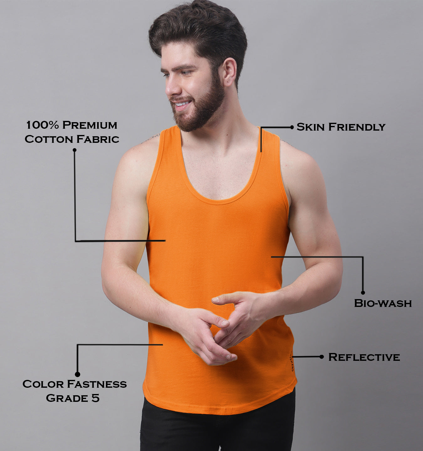 Men's Pack Of 2 Solid Pure Cotton Innerwear Gym Vest - Friskers