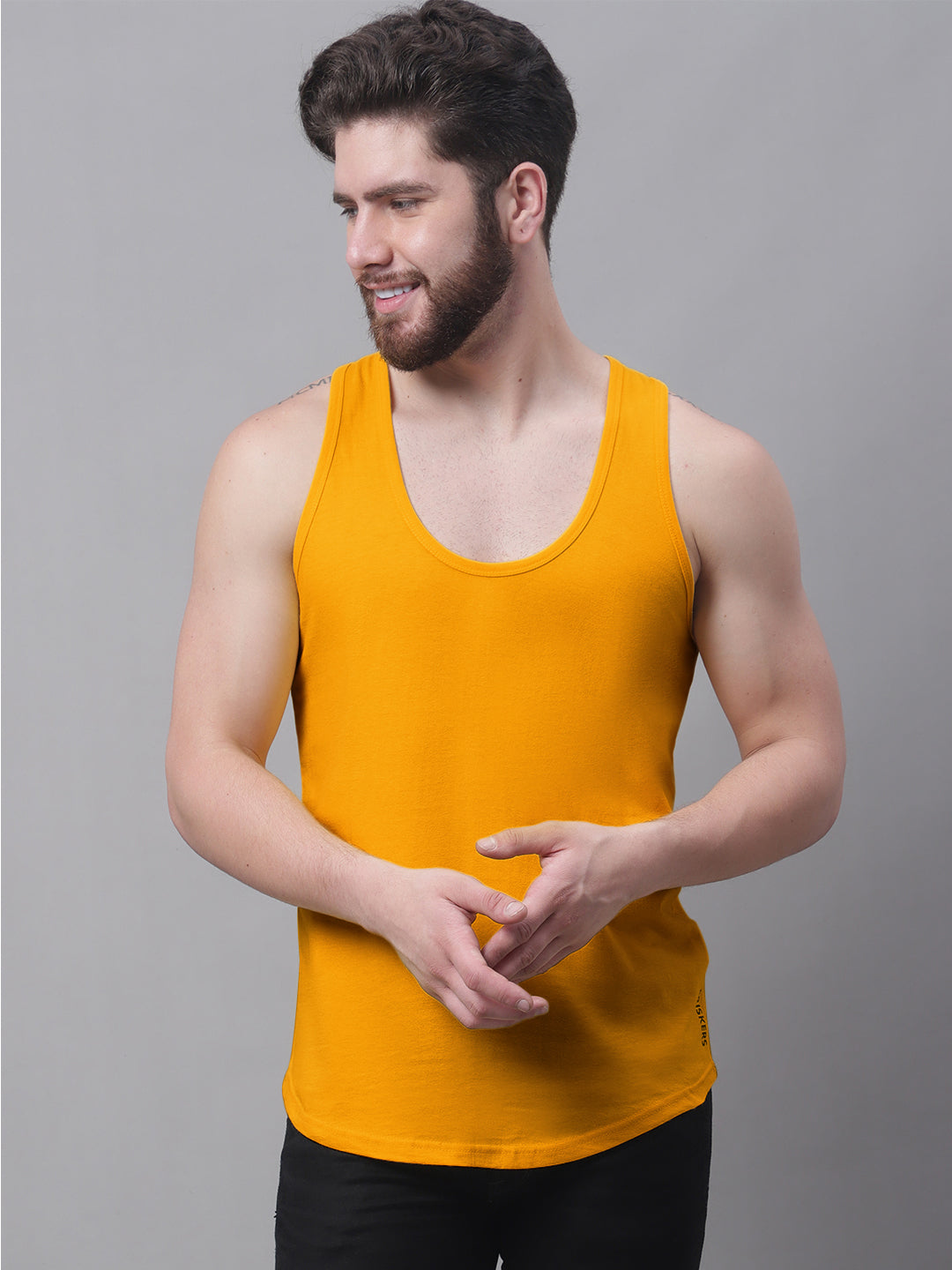 Men's Pack Of 2 Solid Pure Cotton Innerwear Gym Vest - Friskers