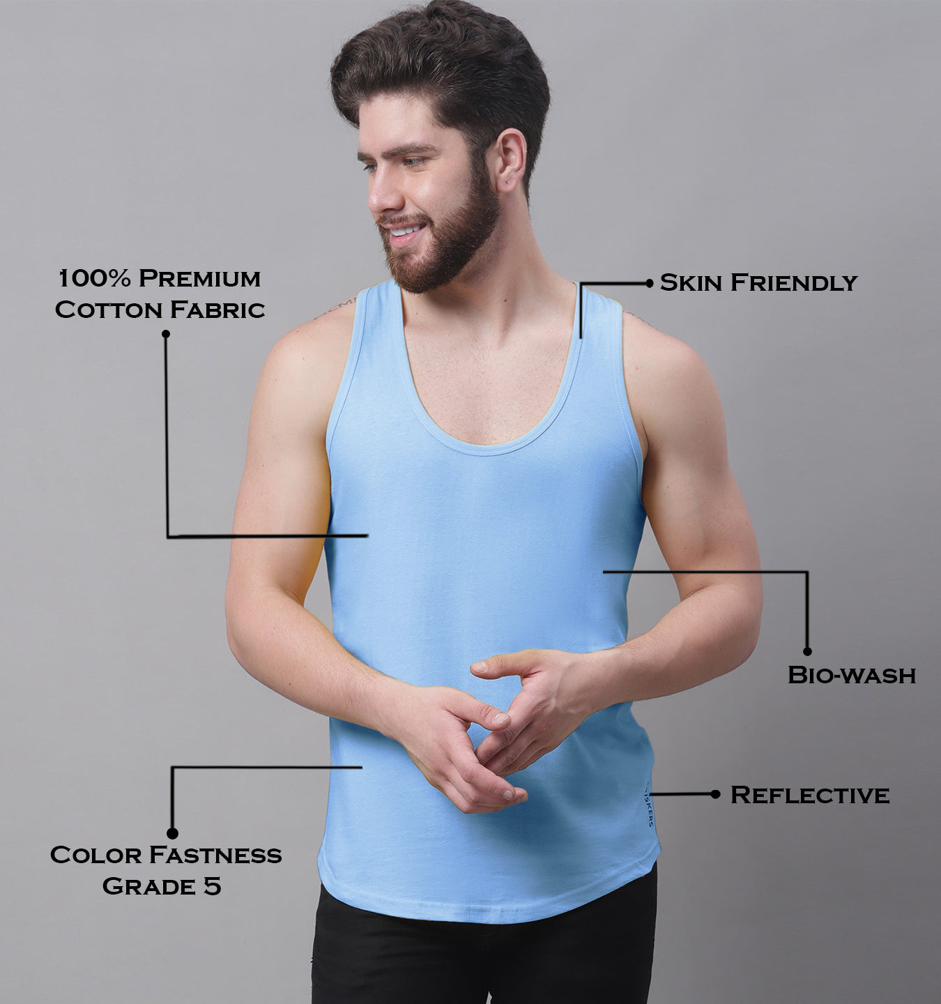 Men's Pack Of 2 Solid Pure Cotton Innerwear Gym Vest - Friskers