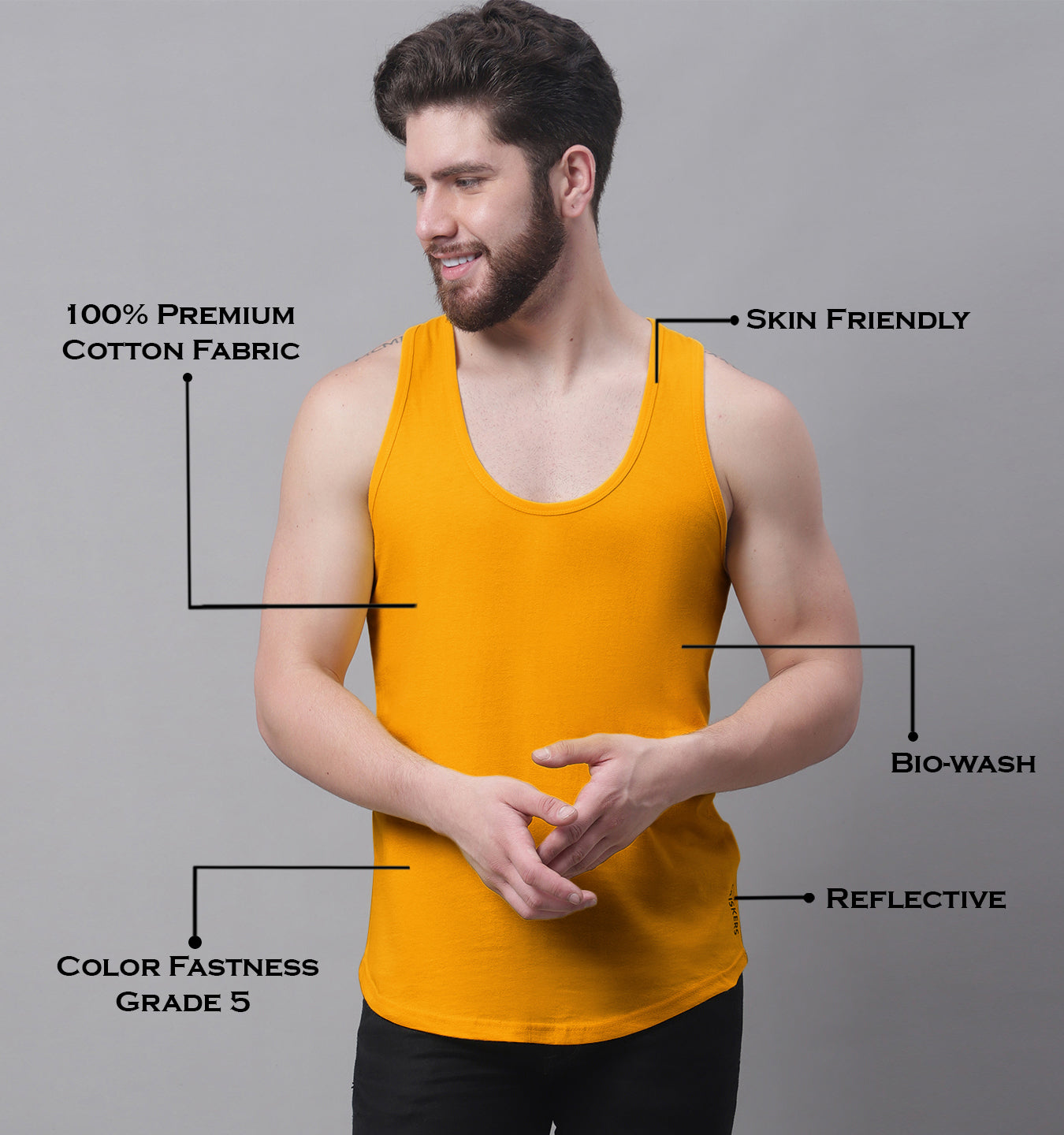 Men's Pack Of 2 Solid Pure Cotton Innerwear Gym Vest - Friskers