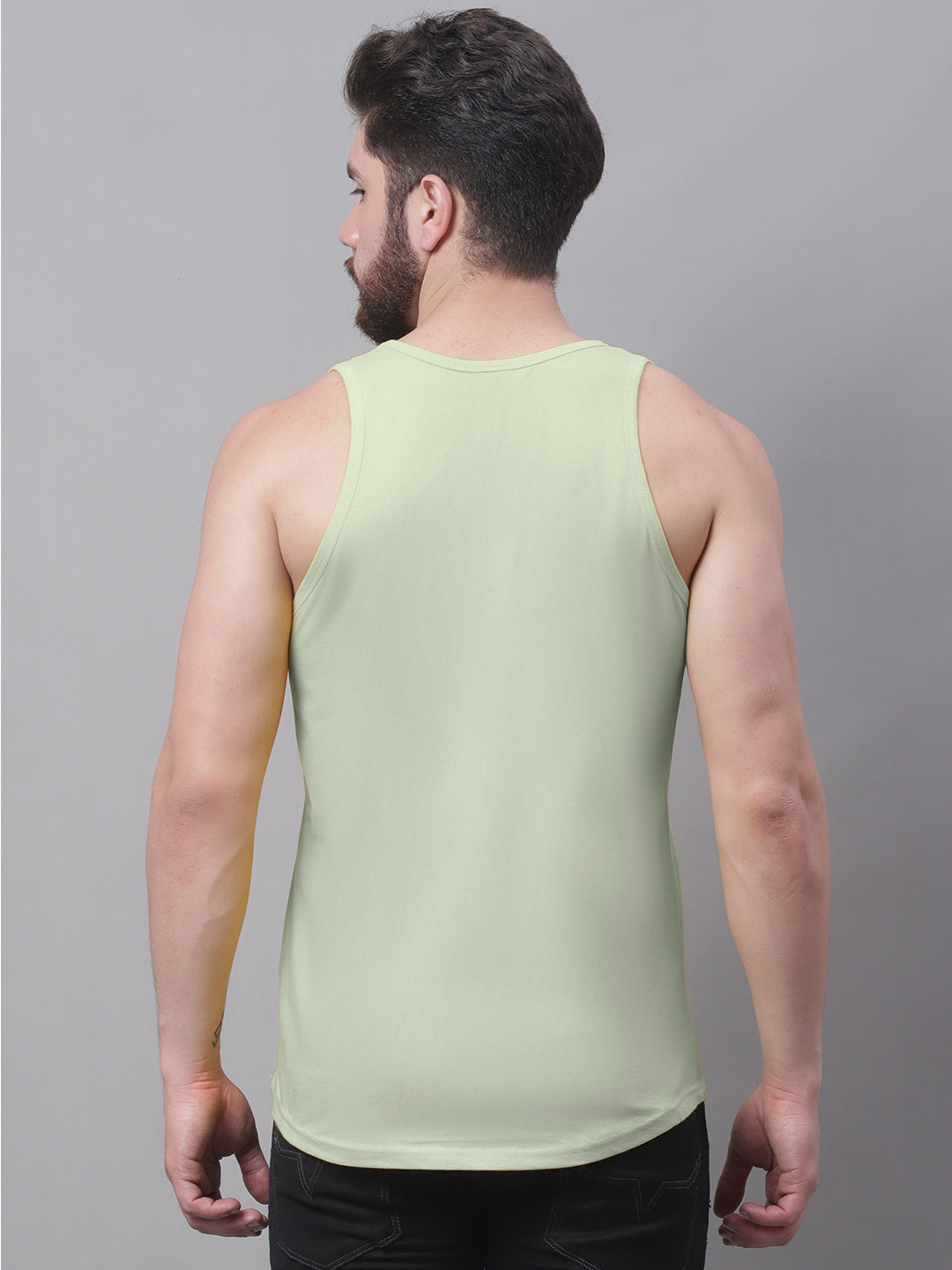 Men's Pack Of 2 Coral & Pista Solid Pure Cotton Innerwear Gym Vest - Friskers