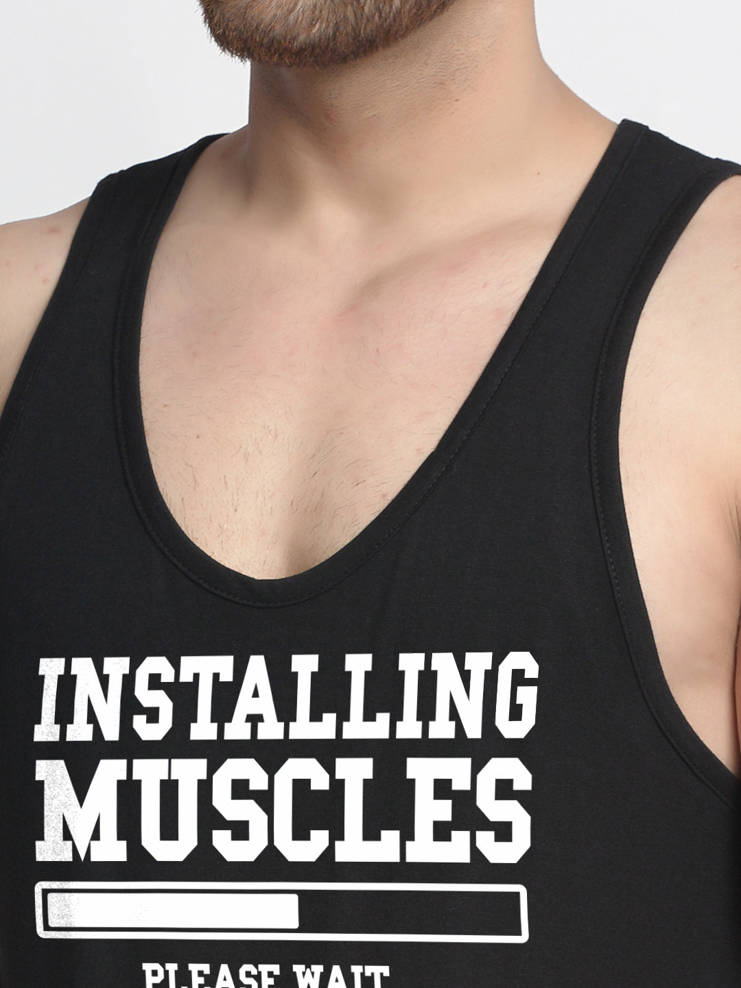 Men's Pack of 2 Black & Mustard Printed Gym vest - Friskers