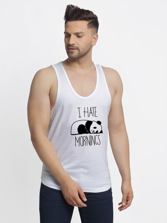 I hate Morning Printed Innerwear Gym Vest - Friskers