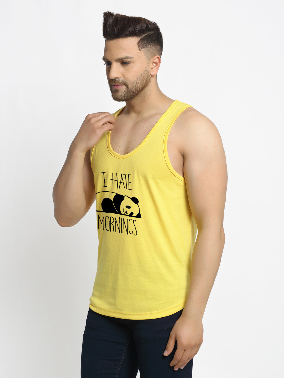 I hate Morning Printed Innerwear Gym Vest - Friskers