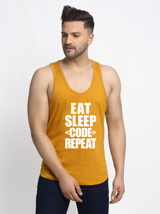 Eat Sleep Code Repeat Printed Innerwear Gym Vest - Friskers
