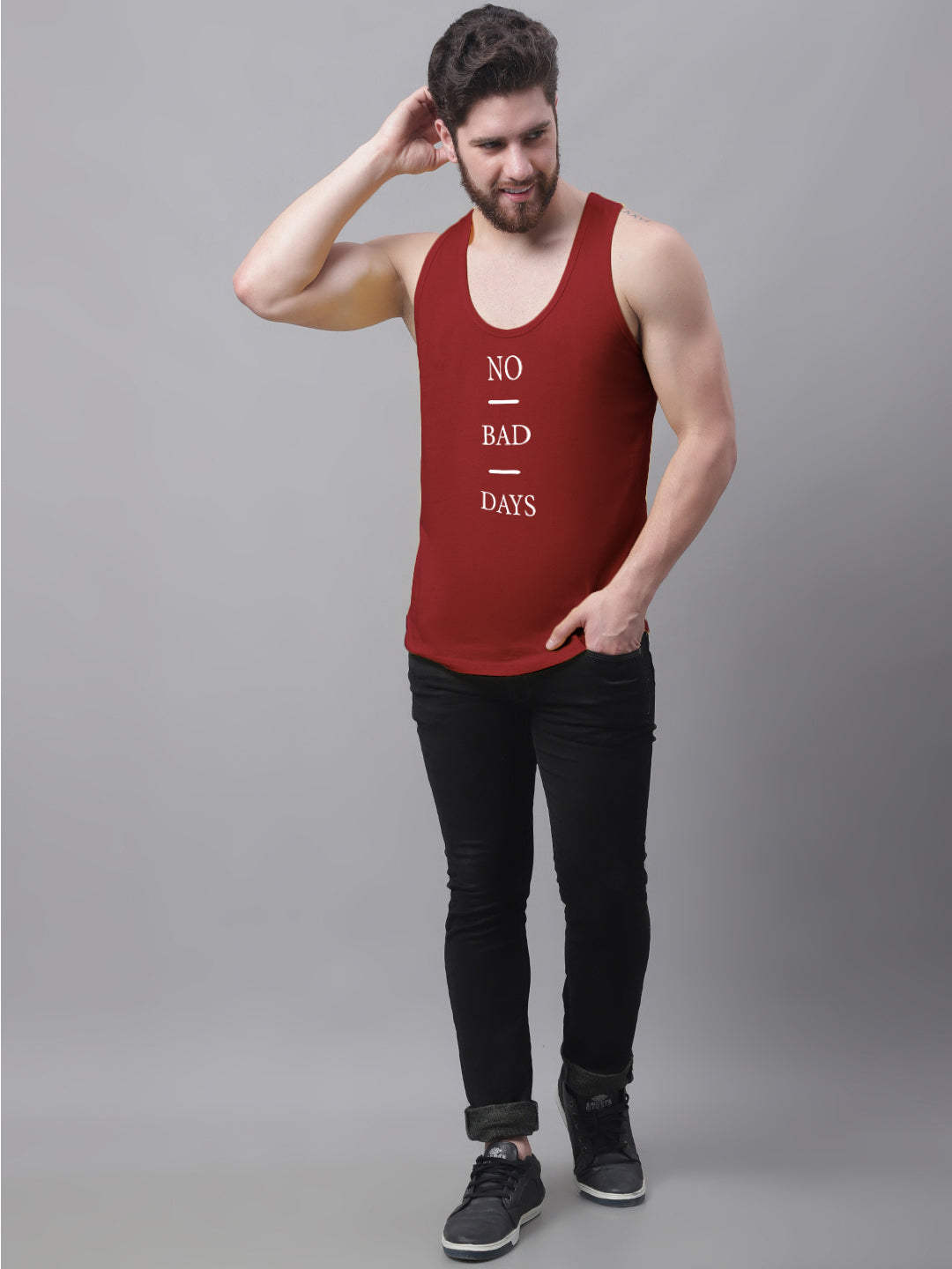 Men's Pack of 2 Pure Cotton Printed Gym vest - Friskers