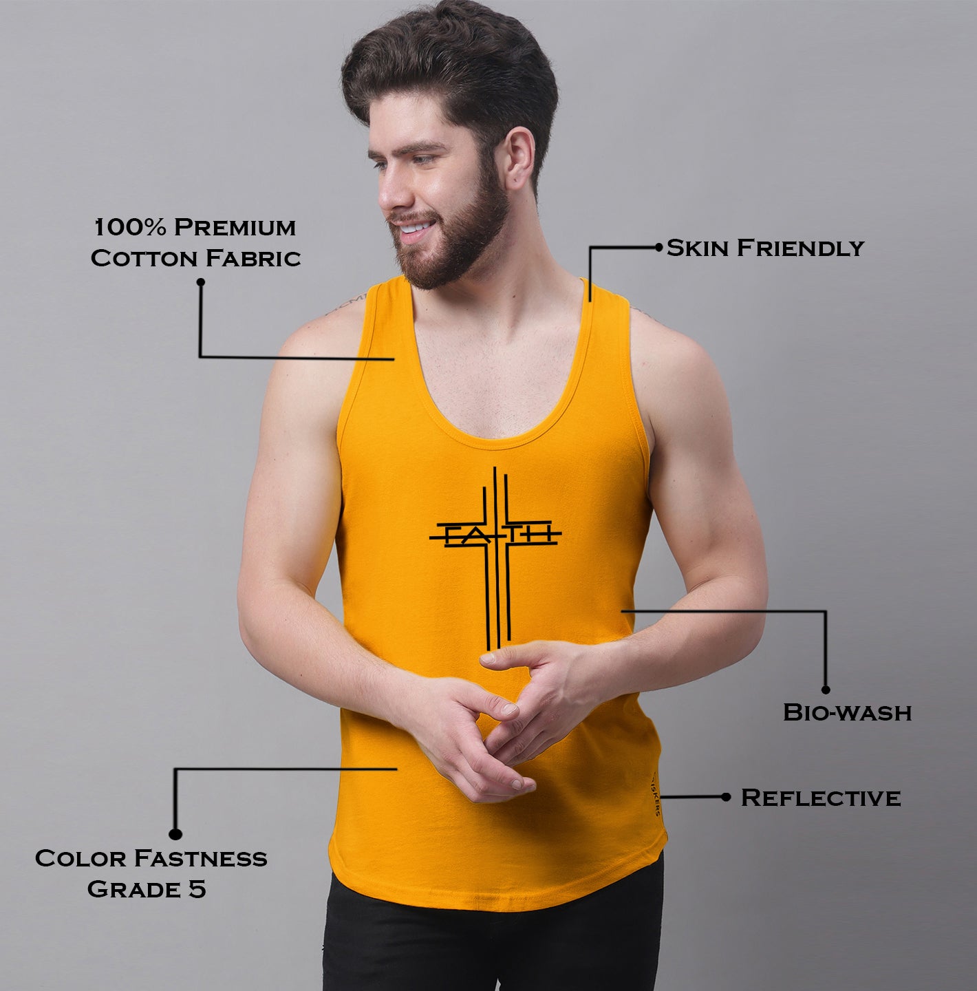 Men's Faith Dry Fit Pure Cotton Gym Vest - Friskers
