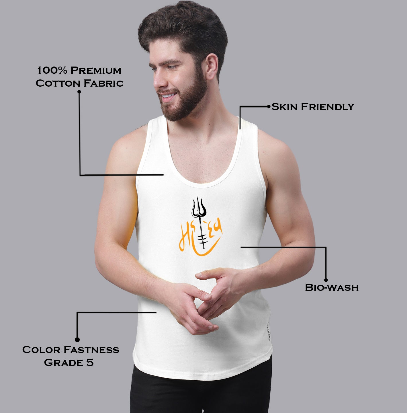 Men's Mahadev Pure Cotton Gym Vest - Friskers