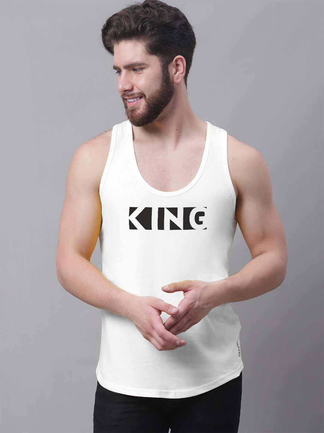 Men's King printed Pure Cotton Gym Vest - Friskers